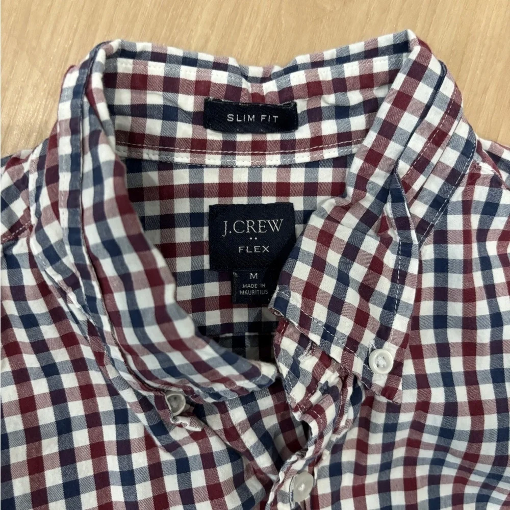 J. Crew Blue and Red Dress Shirt Classic Gingham Design